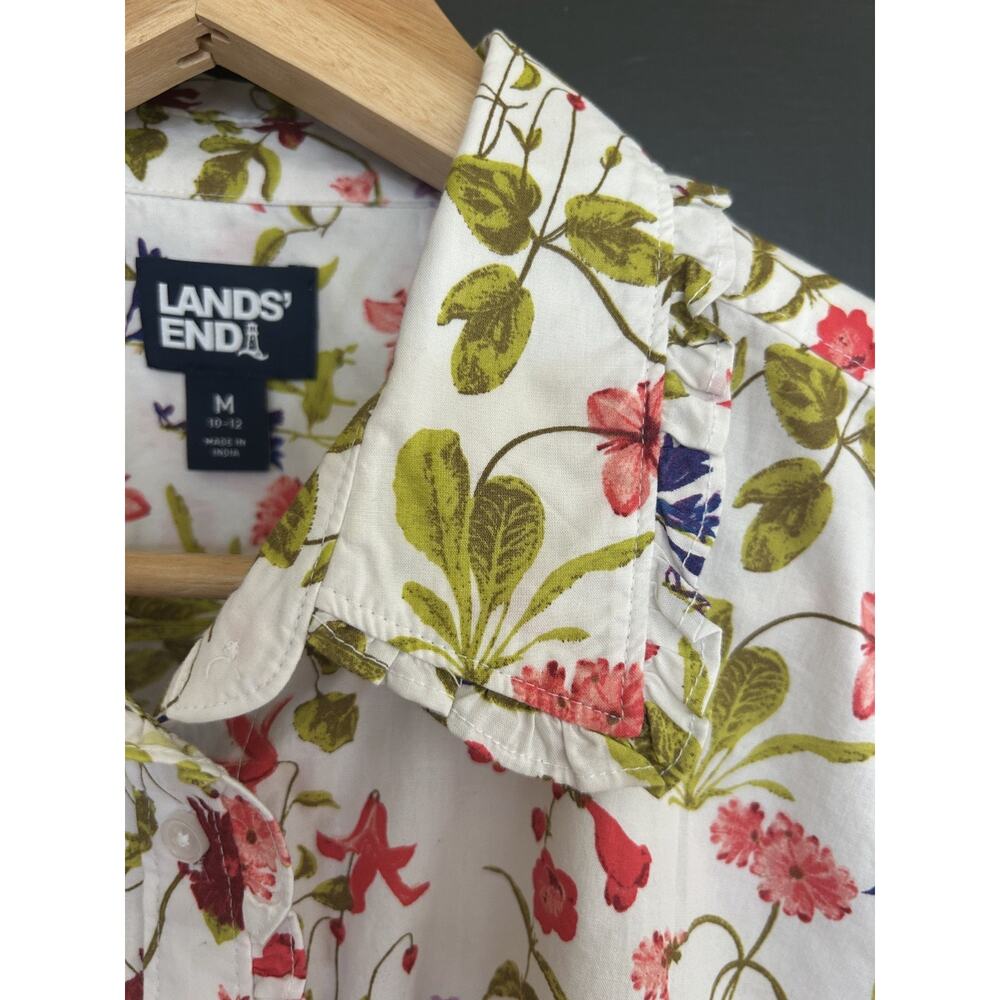 Lands’ End Floral Cotton Button Down Shirt M Cottagecore - Picture 3 of 11